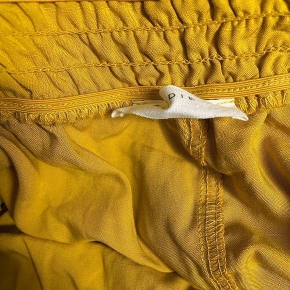 ELODIE MUSTARD WIDE LEG STRETCH WAIST PANT SIZE LARGE - Picture 3 of 5